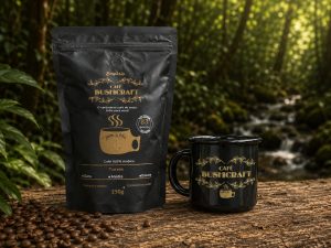 Kit Café Bushcraft + Caneca Esmaltada 370 ml com Gravação em DTF em Alto Relevo