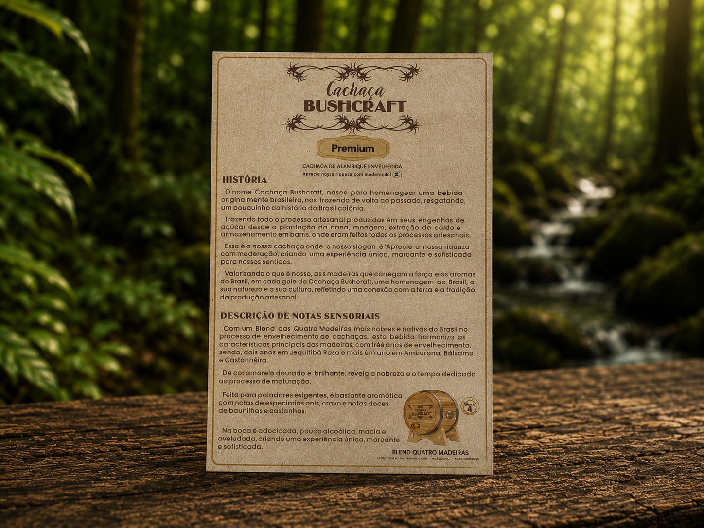 Kit Cachaça Bushcraft 200ml + Caixa de madeira forrada+dois copos de vidro dose de cachaça 60 ml Nadir com gravação em DTF em alto relevo - Imagem 4